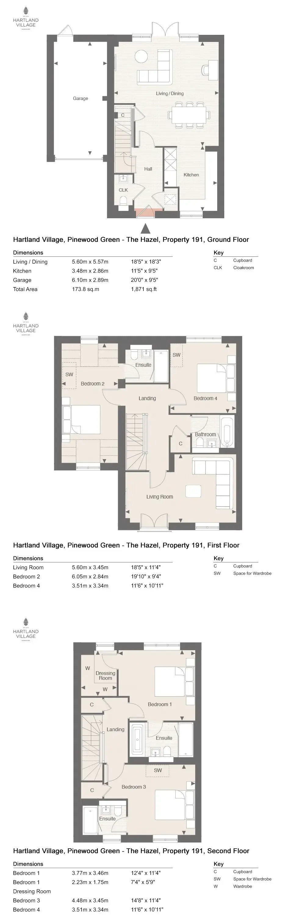 Floor plan — Semi-Detached House for Sale in Fleet Hartland Village