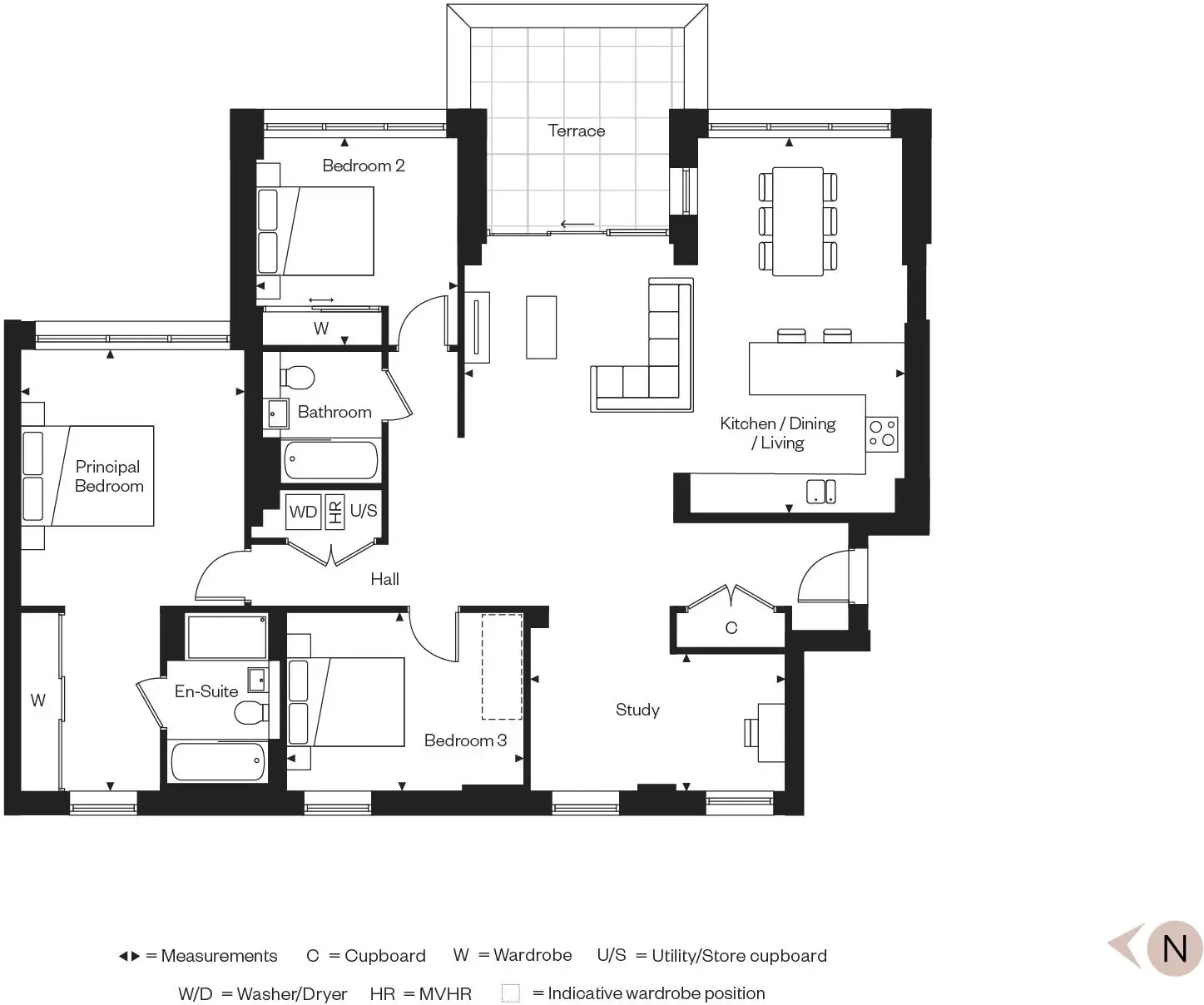 Floor plan — 3 Bedroom Penthouse for Sale in Cambridge at Knights Park