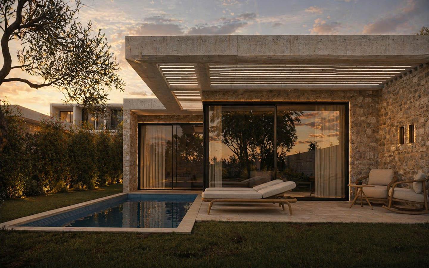 Studio Bungalow with a Private Heated Pool in a New Boutique Complex by the Sea — Paphos
