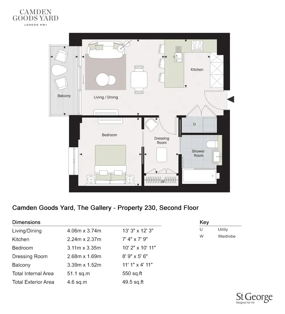 Floor plan — 1 Bedroom Apartments for Sale Camden London Camden Goods Yard