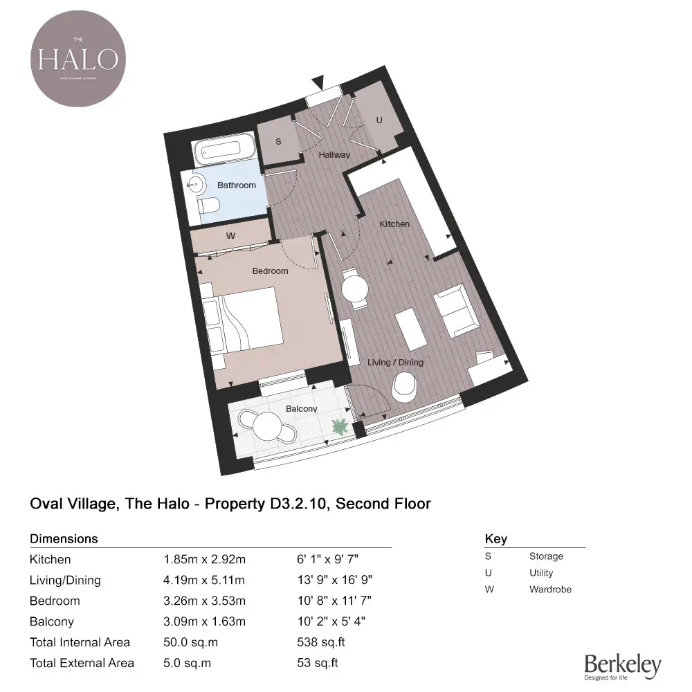 Floor plan — 1 Bedroom Apartments for Sale Oval London Oval Village The Halo