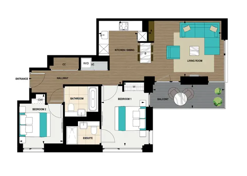 Floor plan — 2 Bedroom Apartments for Sale White City London White City Living