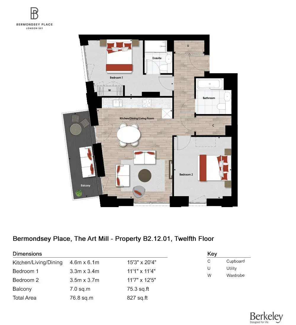Floor plan — 2 Bedroom Apartments for Sale Bermondsey London Bermondsey Place