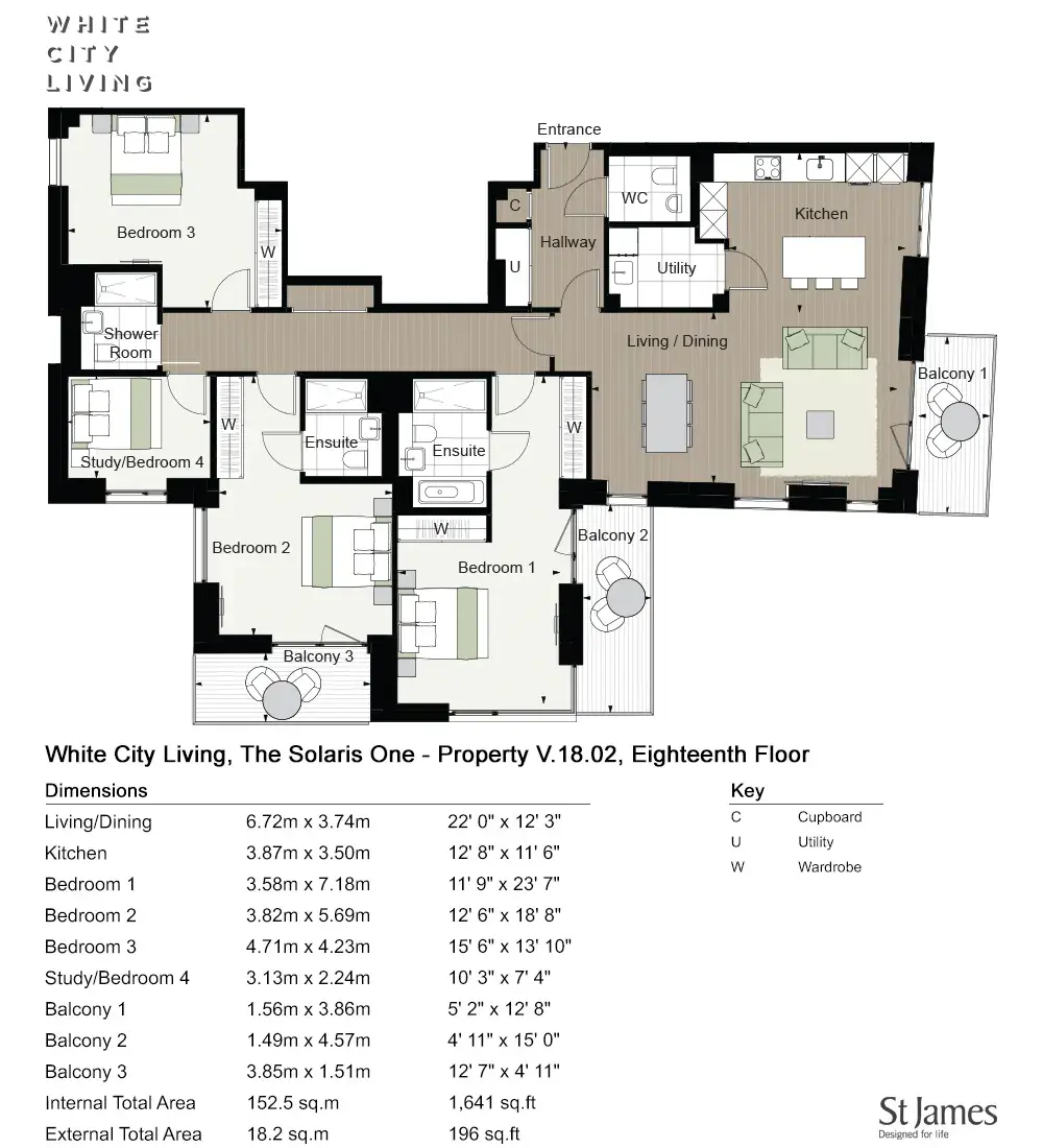 Floor plan — 4 Bedroom Apartments for Sale White City London White City Living