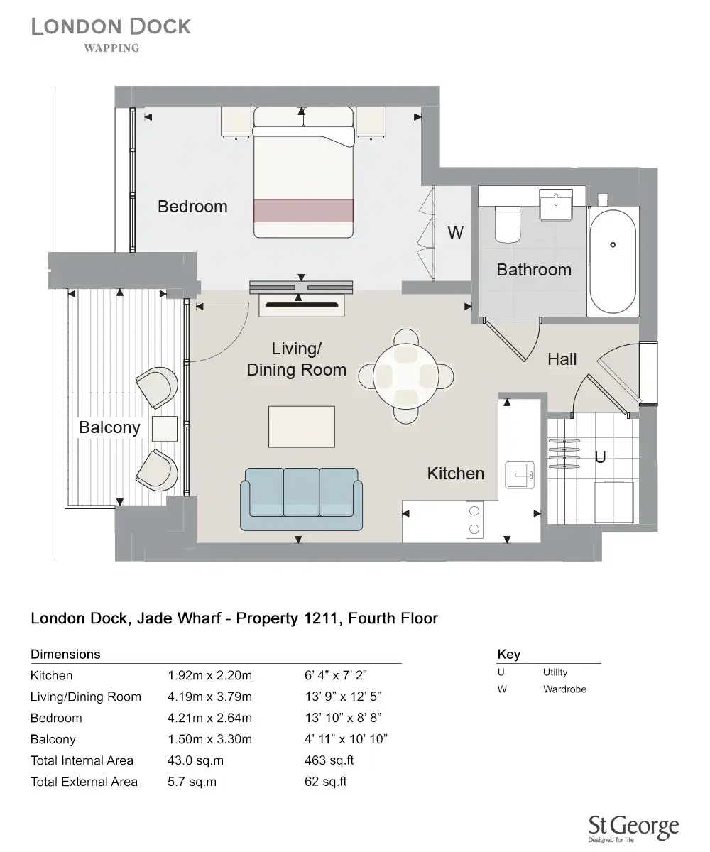 Floor plan — 1 Bedroom Apartments for Sale Wapping London London Dock