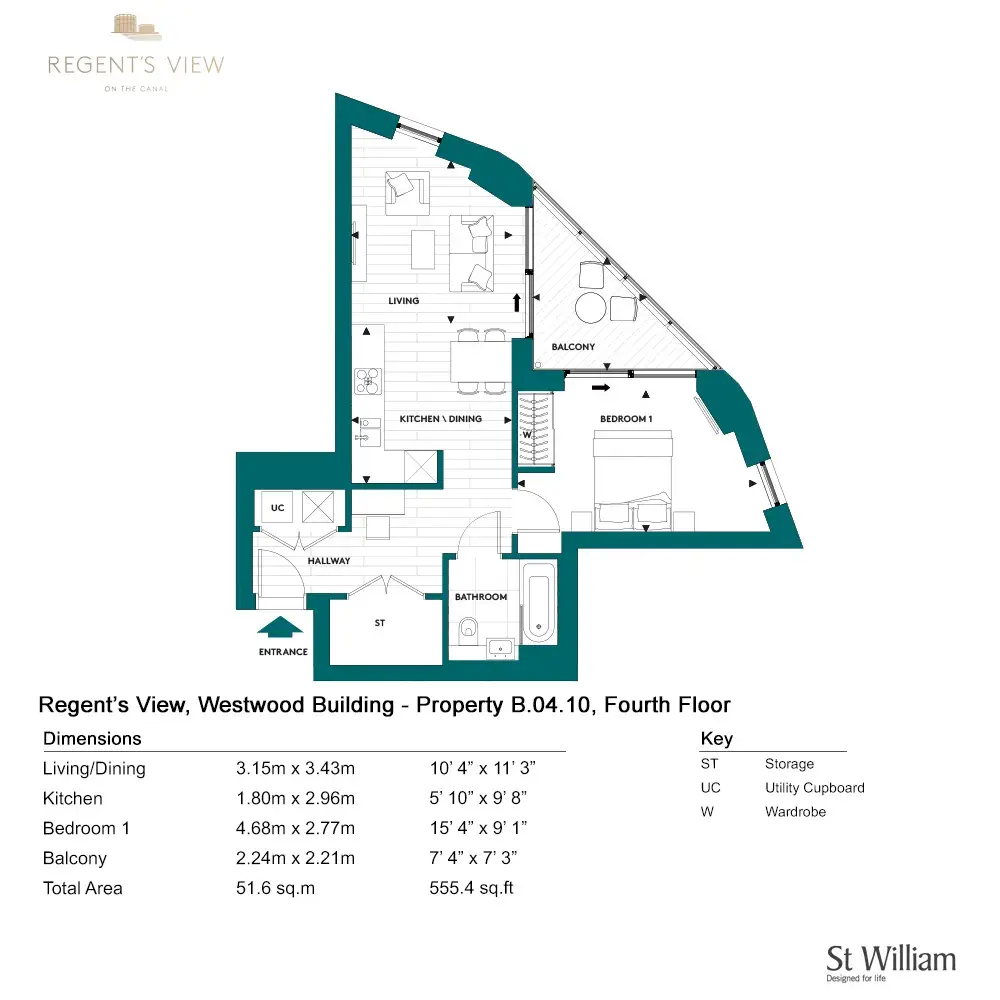 Floor plan — 1 Bedroom Apartment for Sale Bethnal Green London, Regent's View