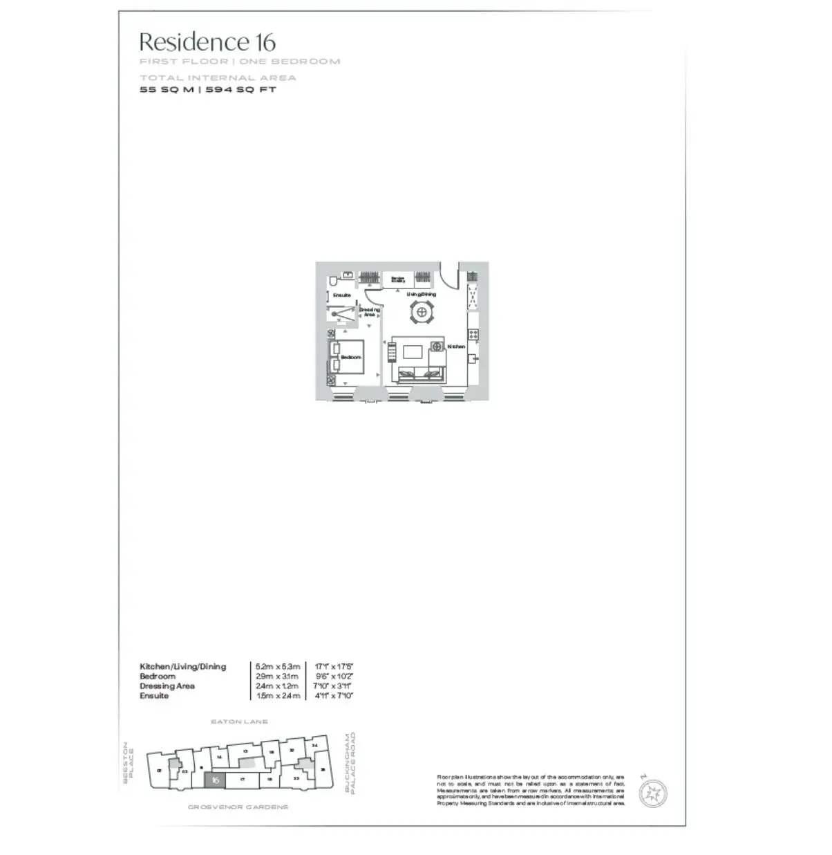 Floor plan — 1 Bedroom Apartment for Sale in Belgravia SW1 8 Eaton Lane