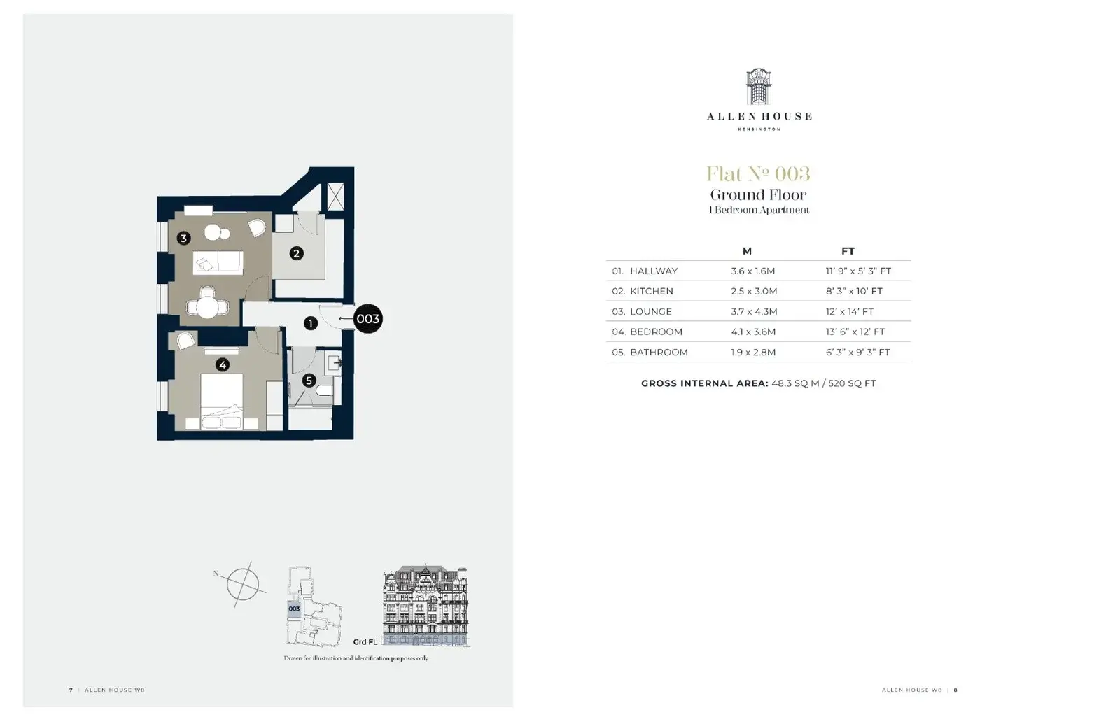 Floor plan — 1 Bedroom Apartment for Sale in Kensington Allen House