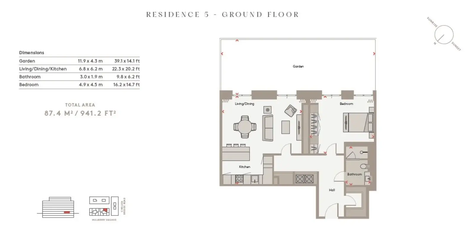 Floor plan — 1 Bedroom Apartment for Sale in Belgravia Chelsea Barracks