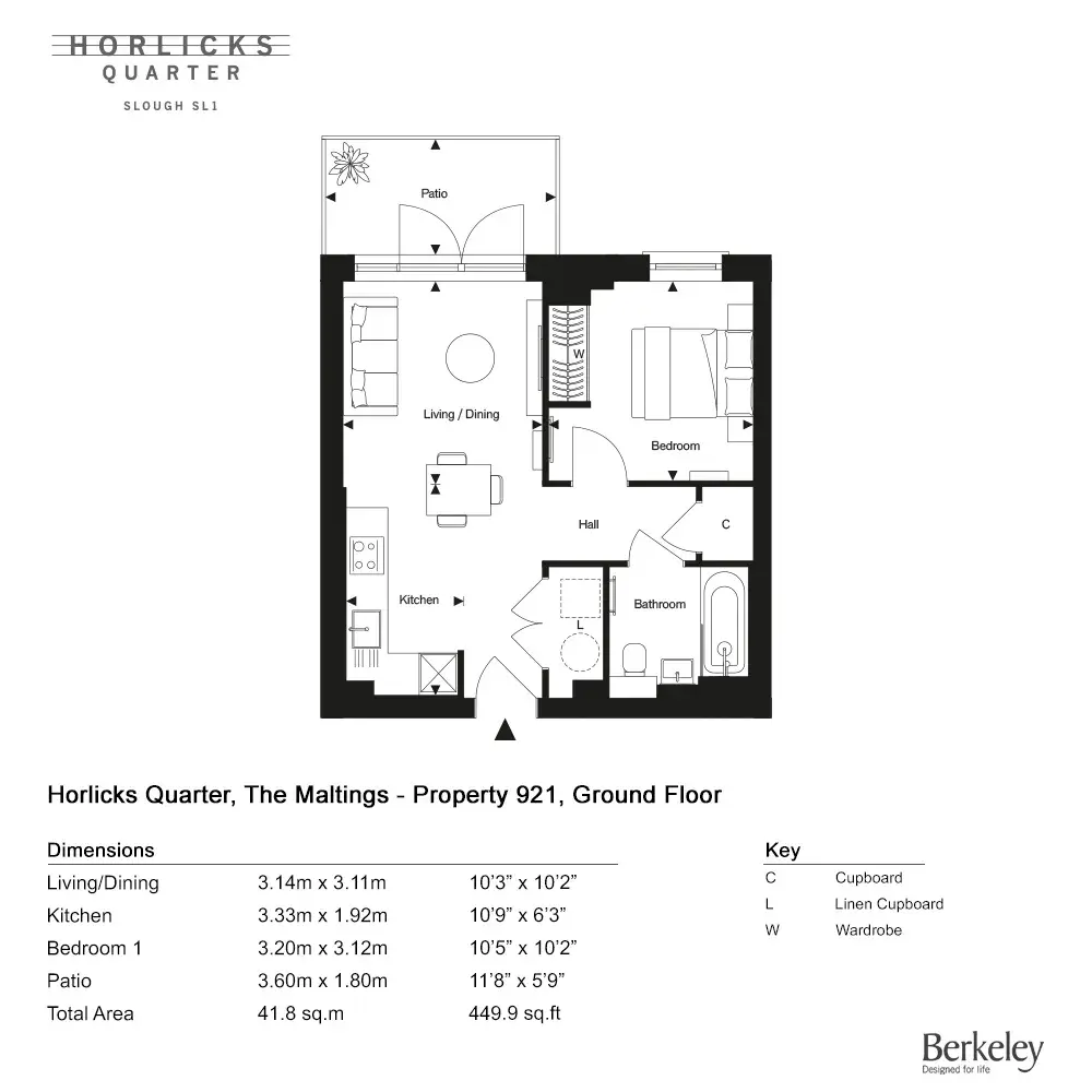 Floor plan — 1 Bedroom Apartment for Sale Slough Berkshire Horlicks Quarter