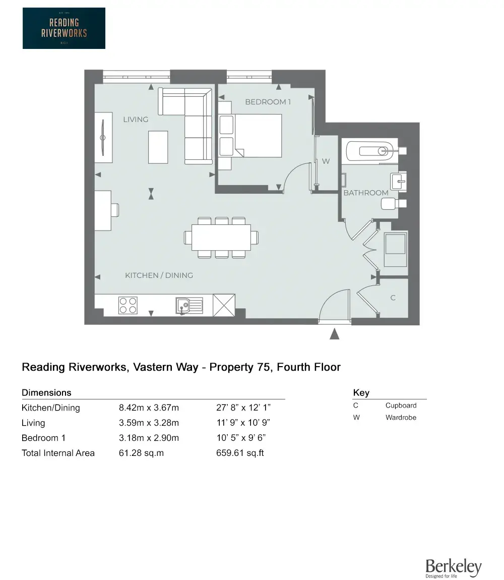 Floor plan — Apartment for Sale in Reading Reading Riverworks