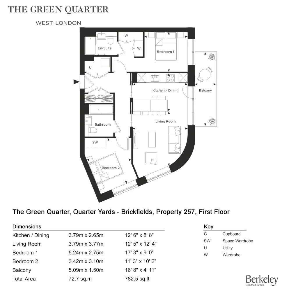 Floor plan — 2 Bedroom Apartment for Sale Southall London The Green Quarter