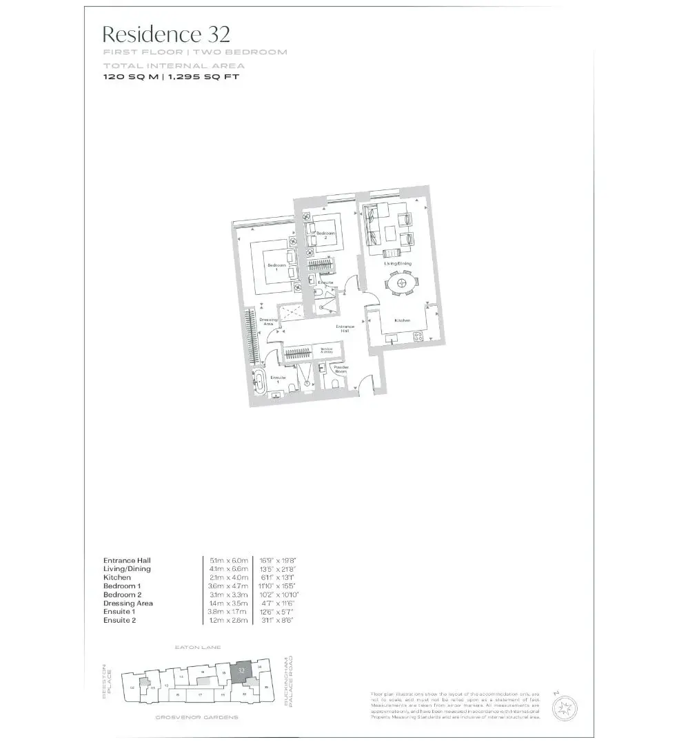 Floor plan — 2 Bedroom Apartment for Sale in Belgravia SW1 8 Eaton Lane
