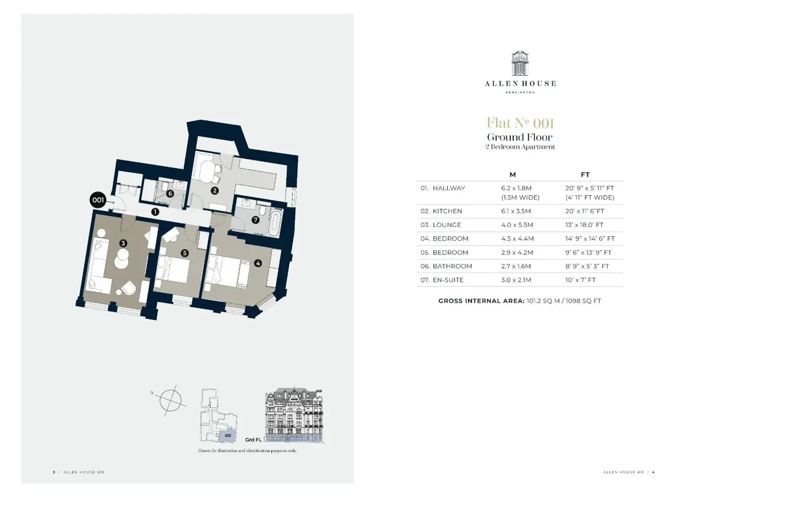 Floor plan — 2 Bedroom Apartment for Sale in Kensington Allen House