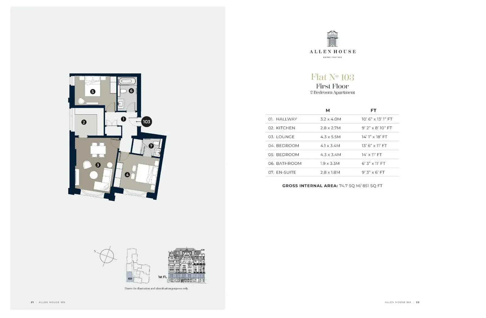 Floor plan — 2 Bedroom Apartment for Sale in Kensington Allen House