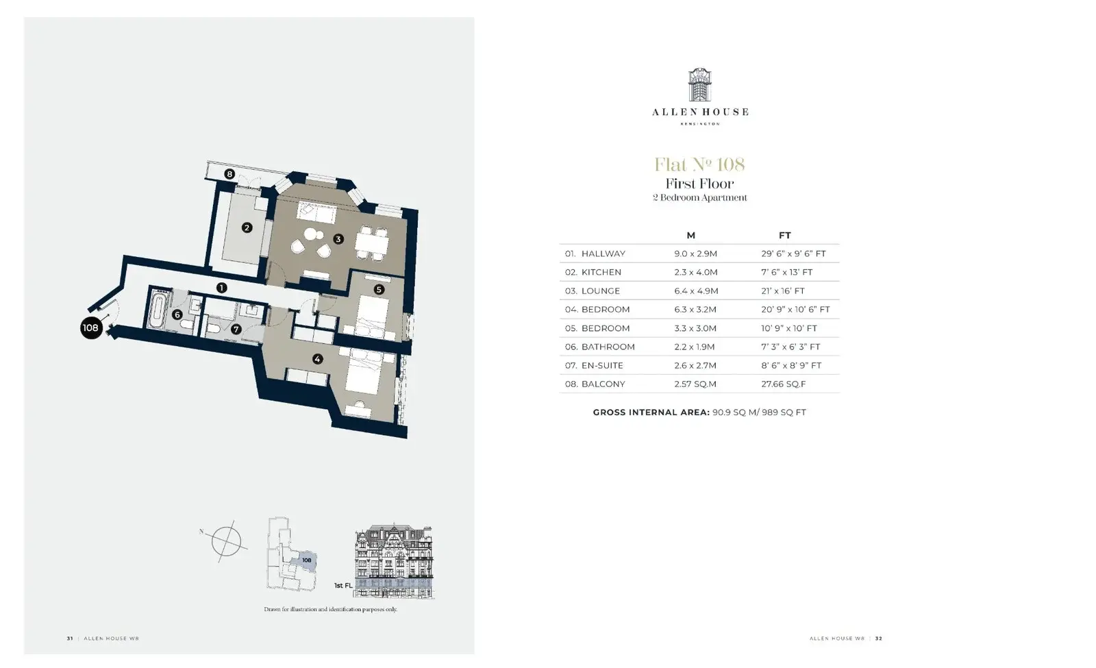 Floor plan — 2 Bedroom Apartment for Sale in Kensington Allen House