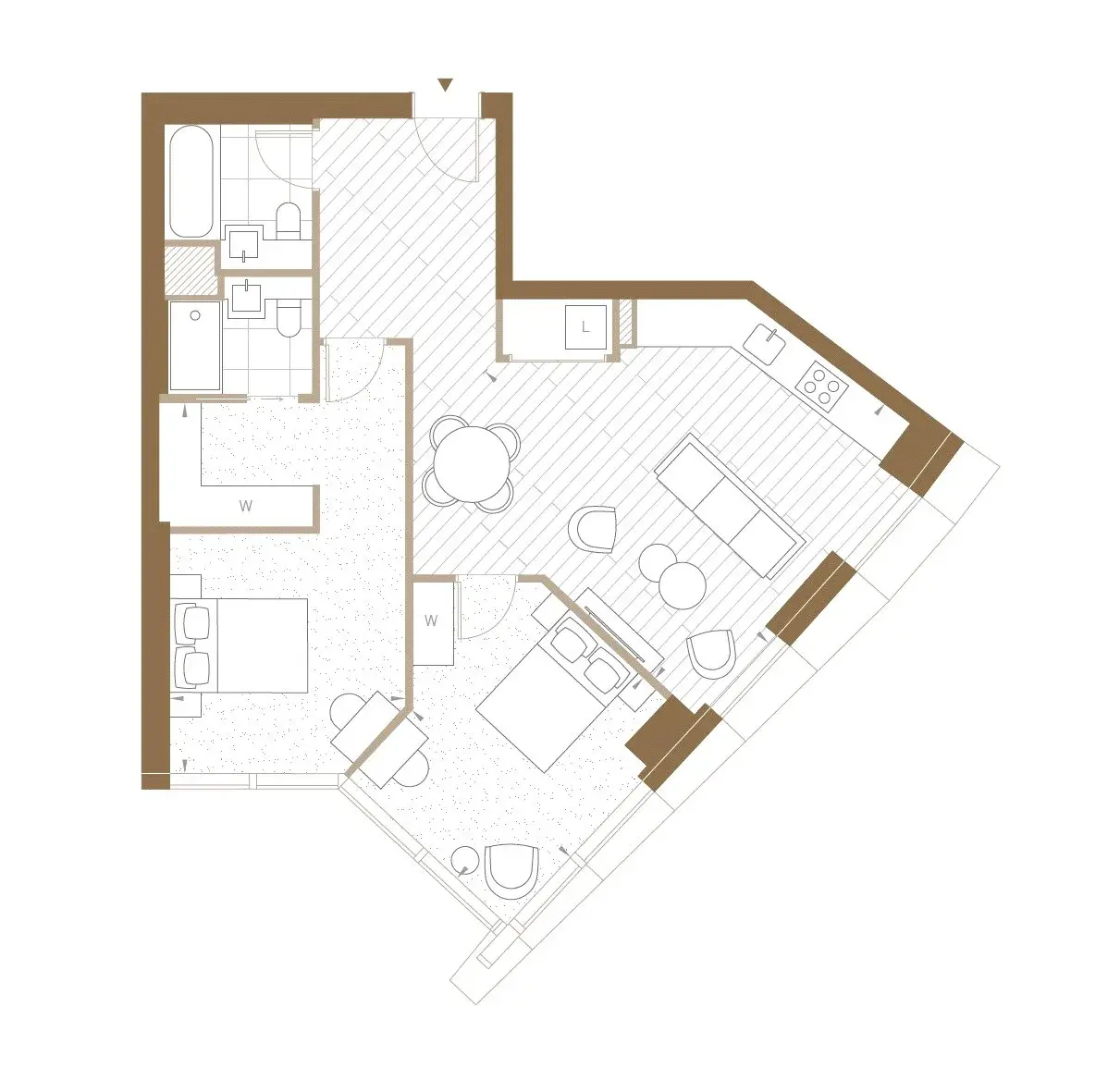 Floor plan — 2 Bedroom Apartment for Sale in Canary Wharf Aspen
