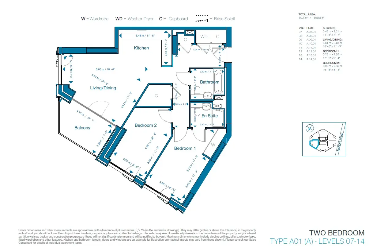 Floor plan — 2 Bedroom Apartment for Sale in Canning Town London Cerulean Quarter