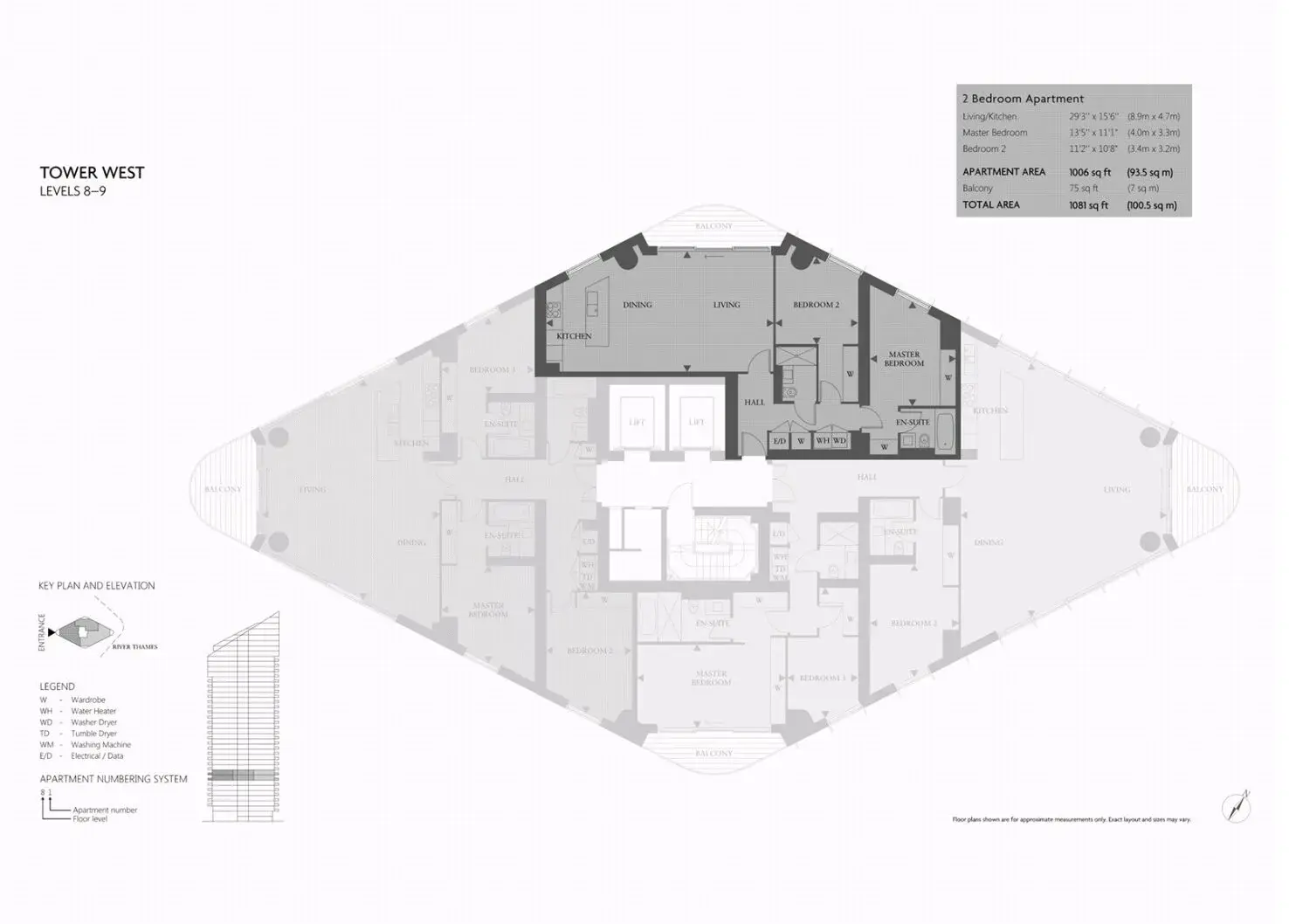 Floor plan — 2 Bedroom Apartment for Sale in Chelsea Tower West