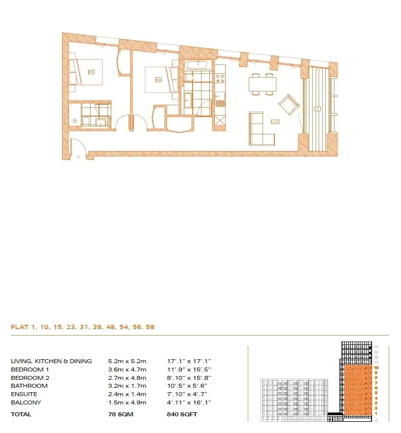 Floor plan — 2 Bedroom Apartment for Sale in Hackney London Parkhaus