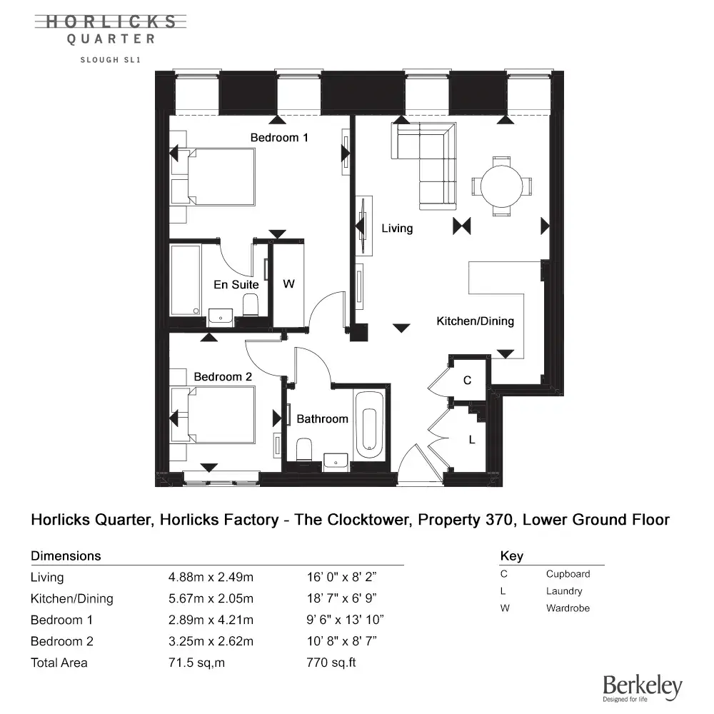 Floor plan — 2 Bedroom Apartment for Sale Slough Berkshire Horlicks Quarter