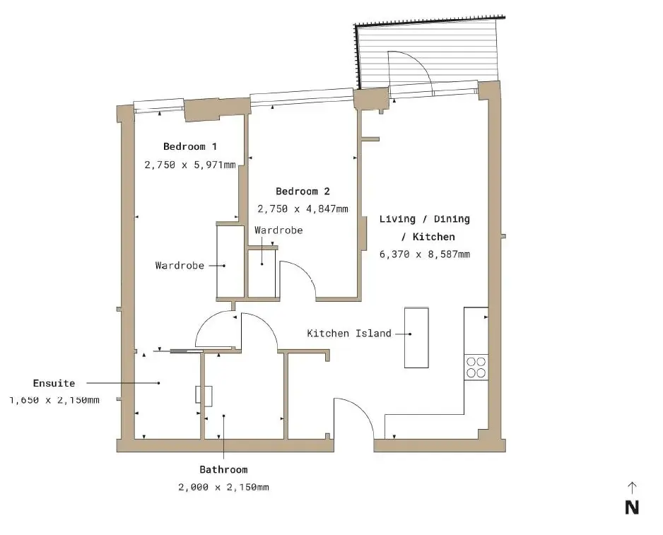 Floor plan — 2 Bedroom Apartment for Sale in London Fields Smokehaus