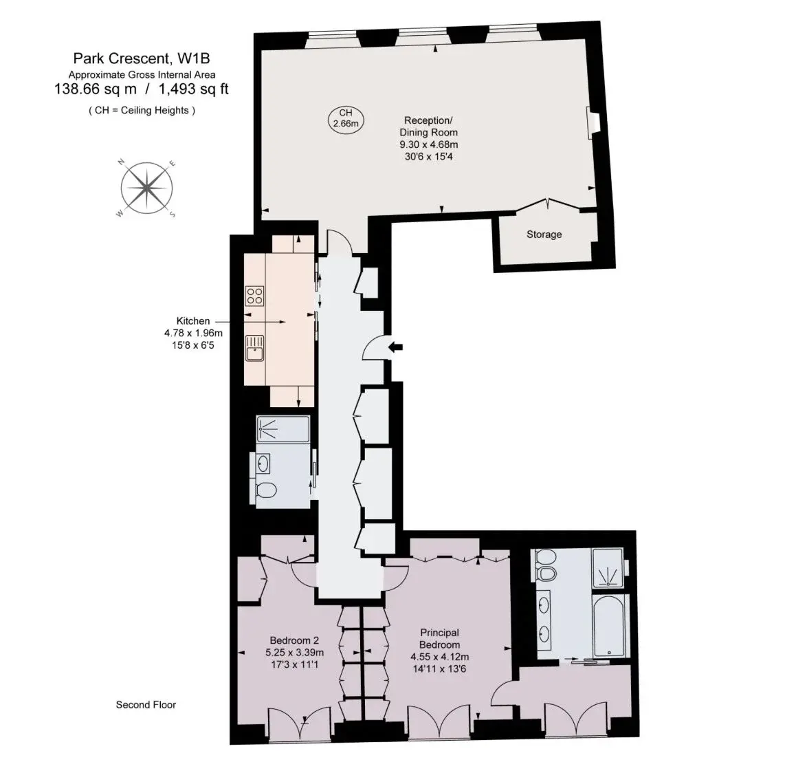 Floor plan — 2 bedroom apartment for sale in Marylebone Regent's Crescent