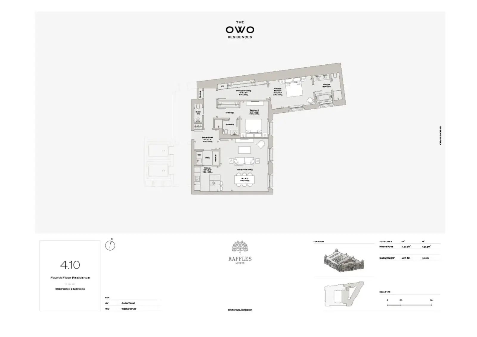 Floor plan — 2 Bedroom Apartment for Sale in Whitehall London The OWO Residences