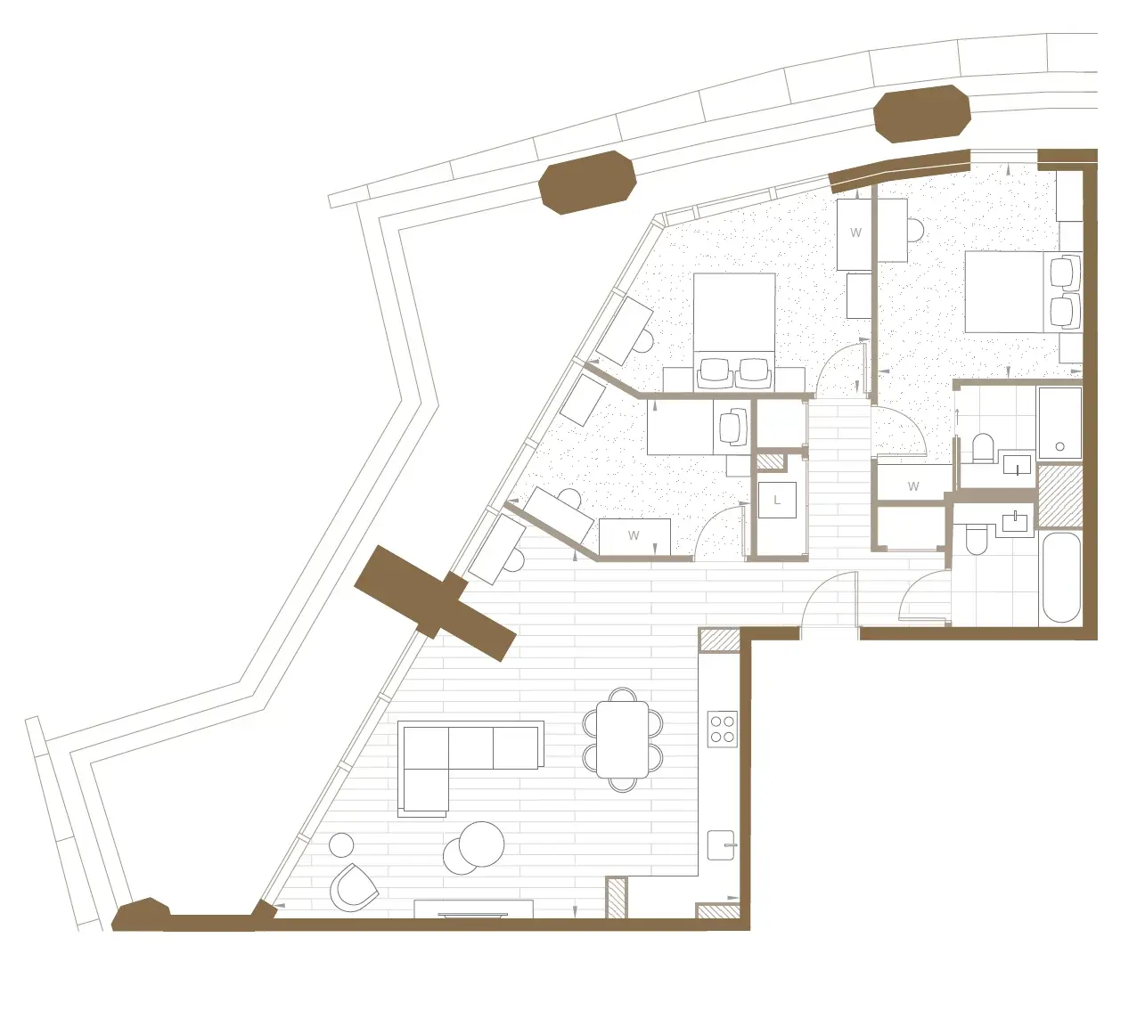 Floor plan — 3 Bedroom Apartment for Sale in Canary Wharf Aspen