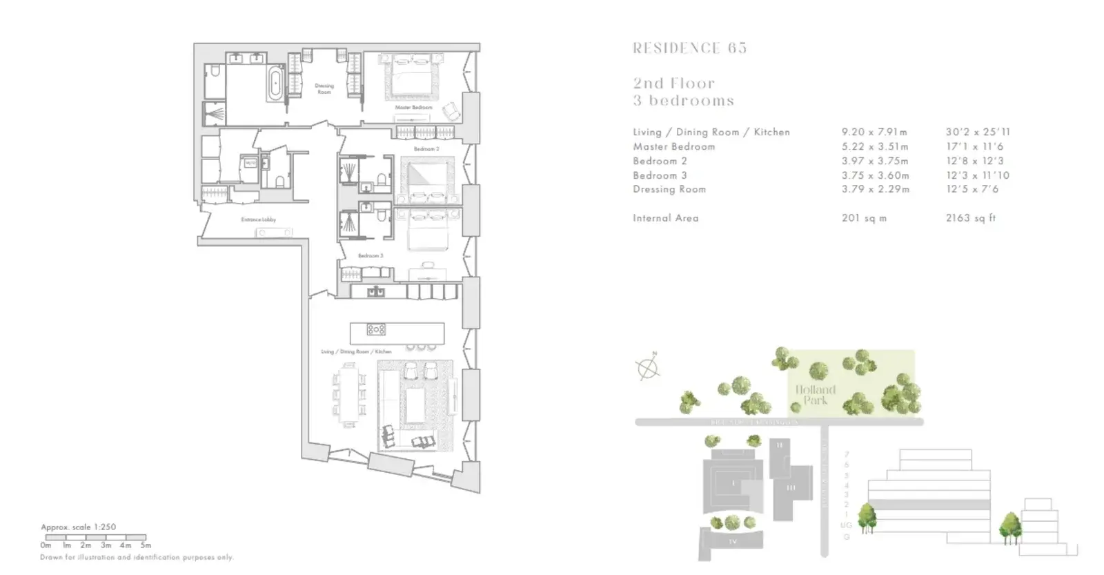 Floor plan — 3 Bedroom Apartment for Sale in Kensington W8 Holland Park Gate