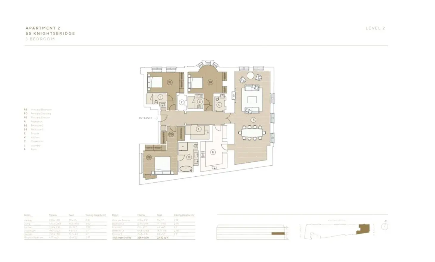 Floor plan — 3 Bedroom Apartment for Sale in Knightsbridge Gate London