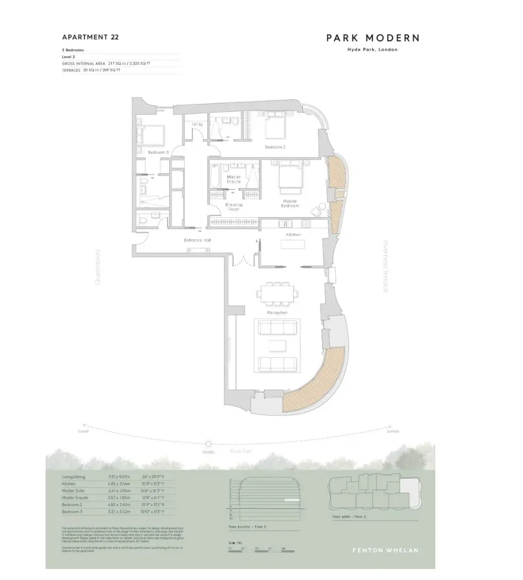 Floor plan — 3 Bedroom Apartment for Sale in Bayswater Park Modern
