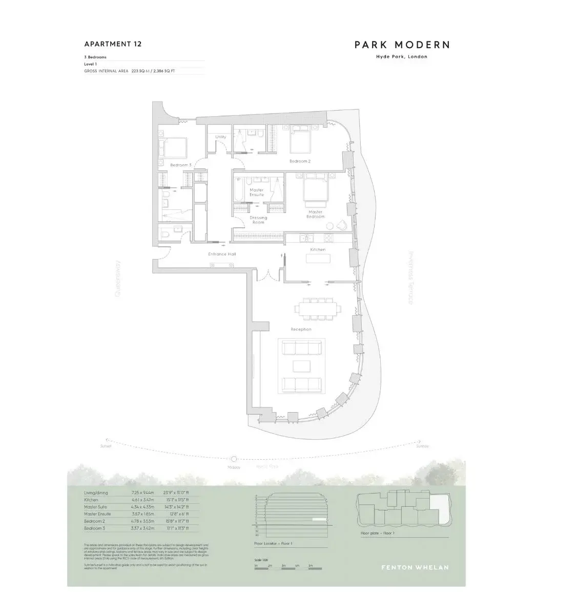 Floor plan — 3 Bedroom Apartment for Sale in Bayswater Park Modern