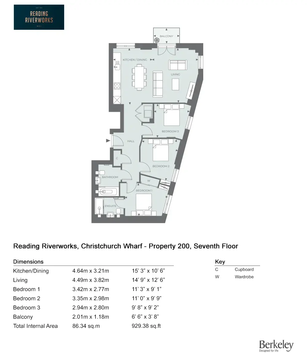 Floor plan — Apartment for Sale in Reading Reading Riverworks
