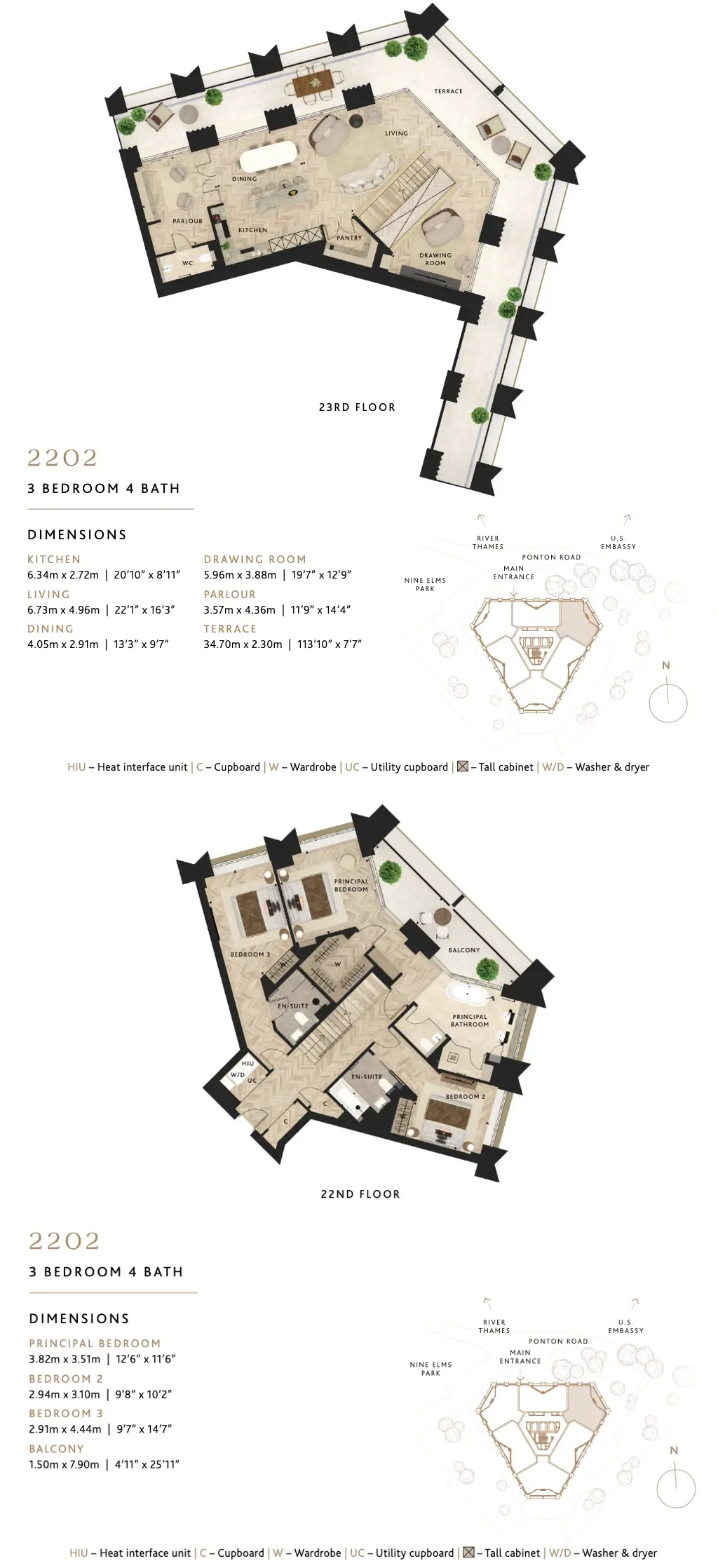 Floor plan — 3 Bedroom Duplex Penthouse for Sale in Nine Elms SW11 London Square Nine Elms