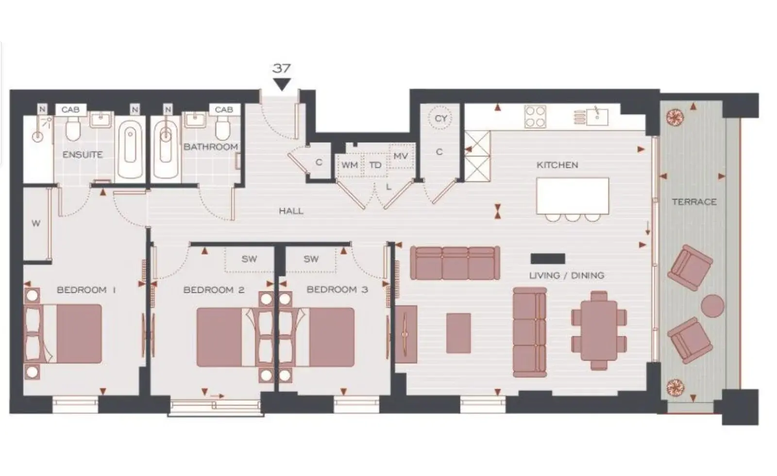 Floor plan — Penthouse for Sale in Bath One Waterside Riverside