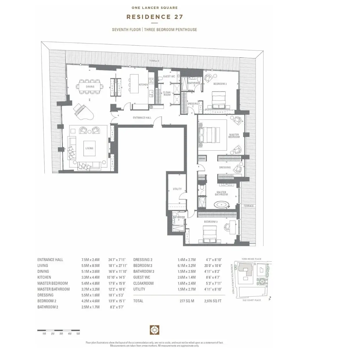 Floor plan — Penthouse for Sale in Kensington W8 Lancer Square