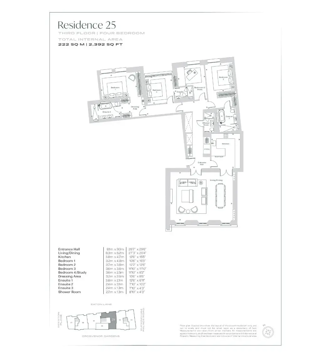 Floor plan — 4 Bedroom Apartment for Sale in Belgravia SW1 8 Eaton Lane