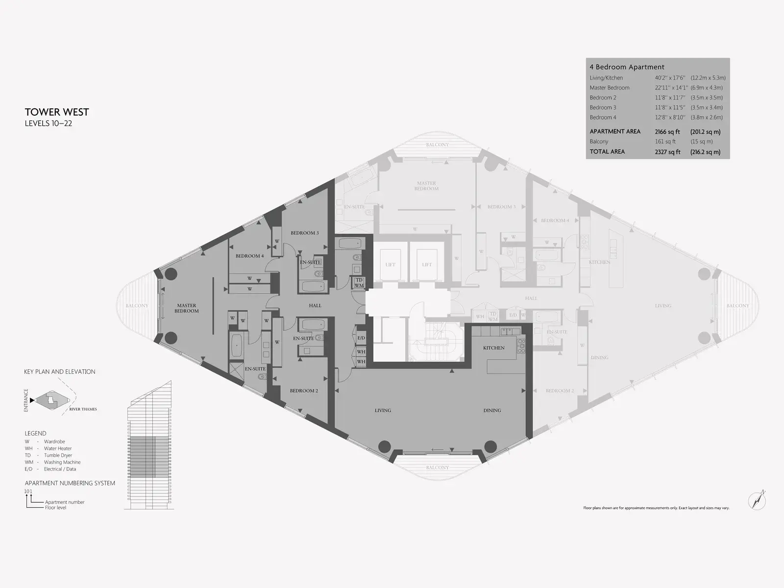 Floor plan — Luxury 4 Bedroom Apartment for Sale in Chelsea Tower West