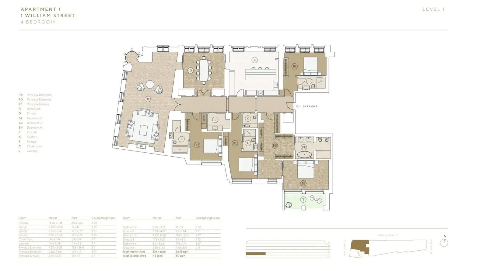 Floor plan — 4 Bedroom Apartment for Sale in Knightsbridge Gate London