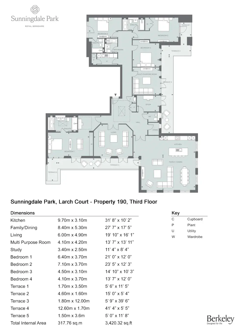 Floor plan — 4 Bedroom Penthouse for Sale Ascot Berkshire Sunningdale Park