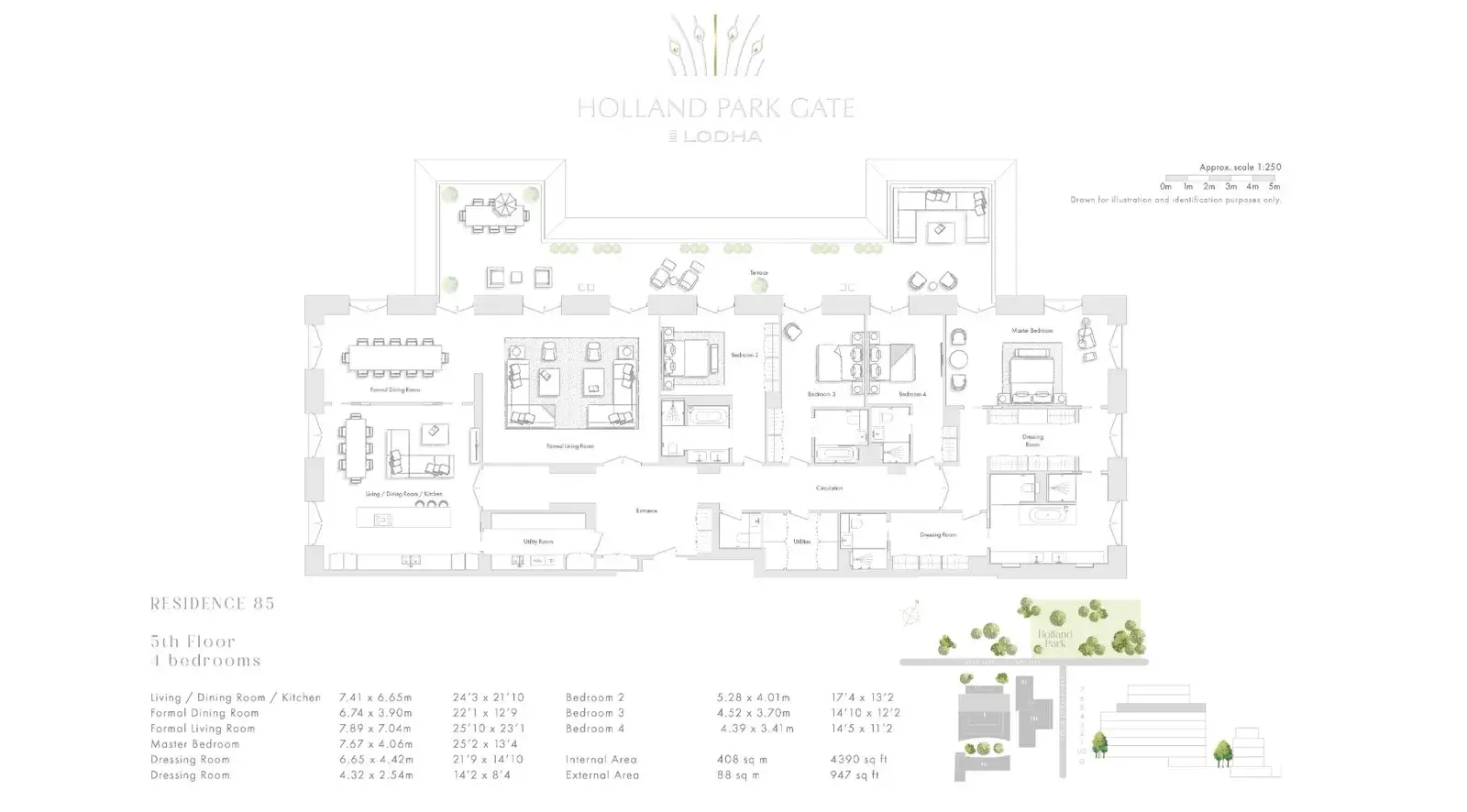Floor plan — 4 Bedroom Penthouse for Sale in Kensington W8 Holland Park Gate