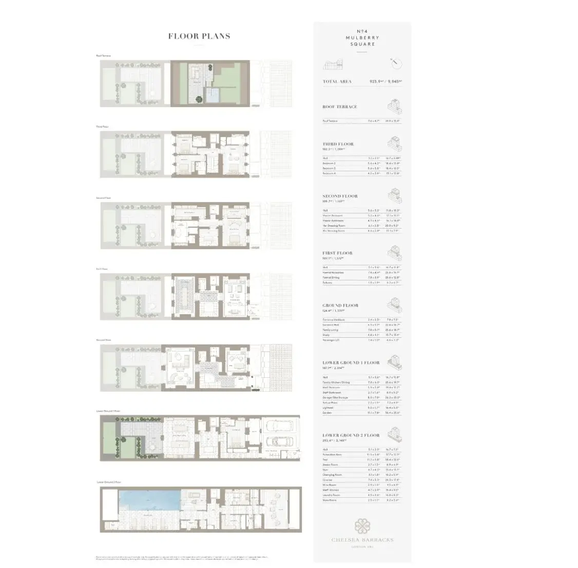 Floor plan — 5 Bedroom Townhouse for Sale in Belgravia Chelsea Barracks