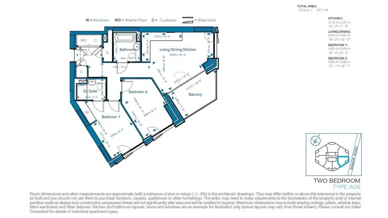 Floor plan — 2 Bedroom Apartment for Sale in Canning Town Cerulean Quarter