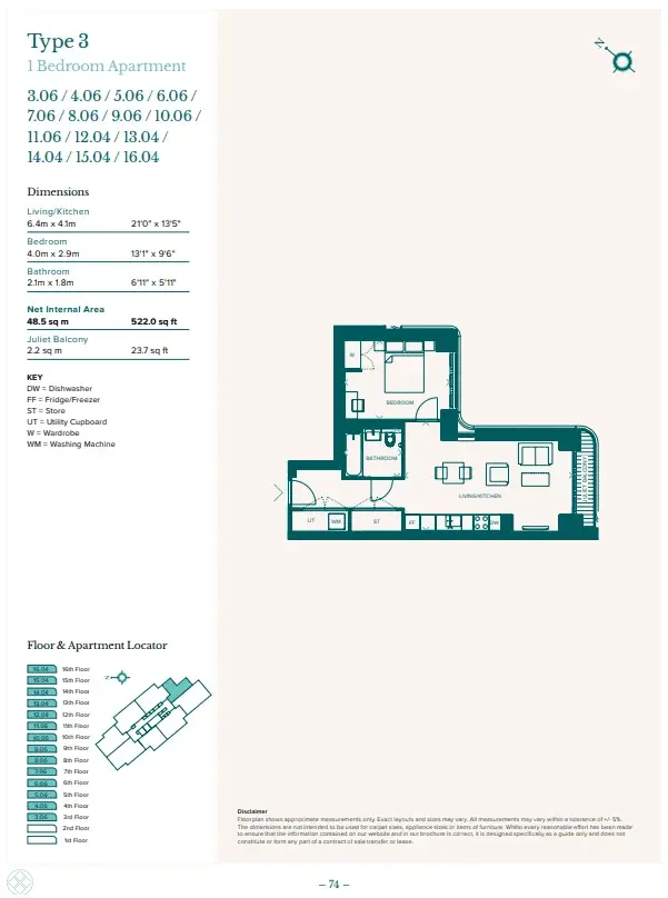Floor plan — 1 Bedroom Apartment for Sale in Westminster London Ebury