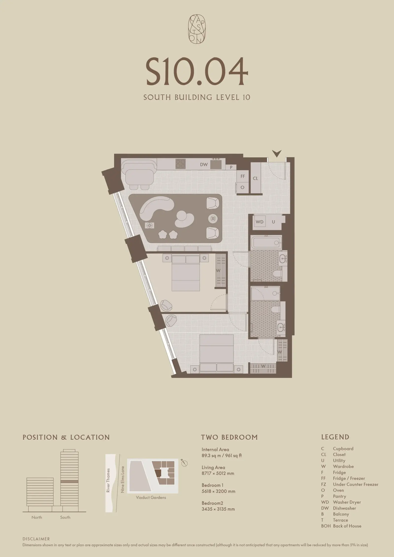 Floor plan — 2 Bedroom Apartment for Sale in Nine Elms Embassy Gardens