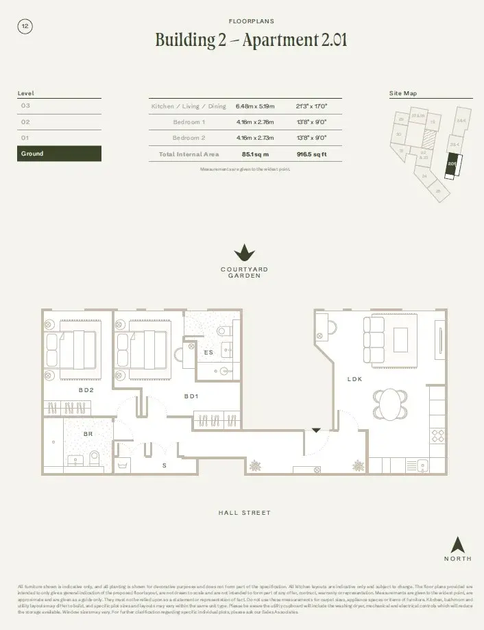 Floor plan — 2 Bedroom Apartment for Sale in Angel Village Islington