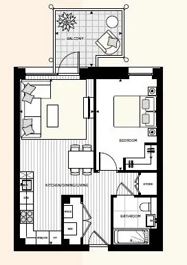 Floor plan — 1 Bedroom Apartment for Sale in Hammersmith Artisi