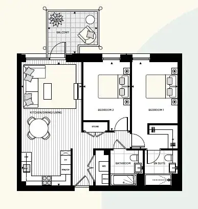 Floor plan — 2 Bedroom Apartment for Sale in Hammersmith London Artisi