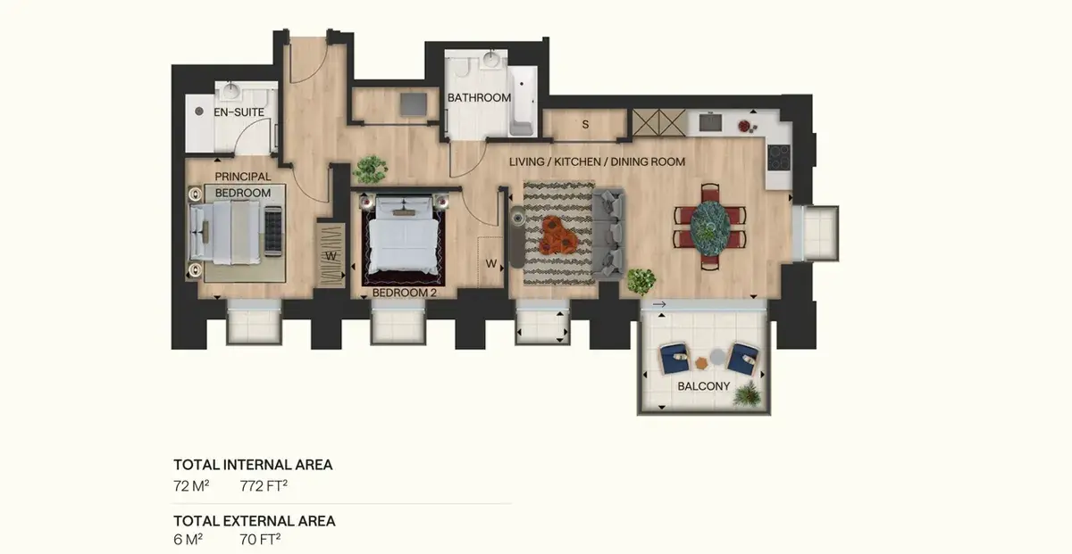 Floor plan — 2 Bedroom Apartment for Sale in County Hall Kingston KT1